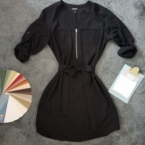 NWOT EXPRESS Black Zip Front Dress